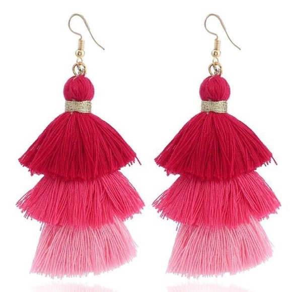 Jewelry - Pink Ombré Tassel Earrings
